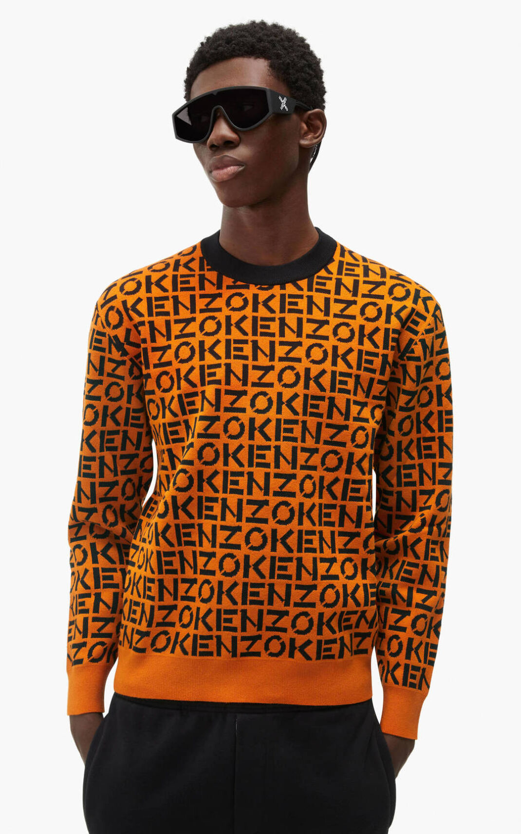 Pull Kenzo Sport monogram Homme Orange Foncé | FINJ-80175